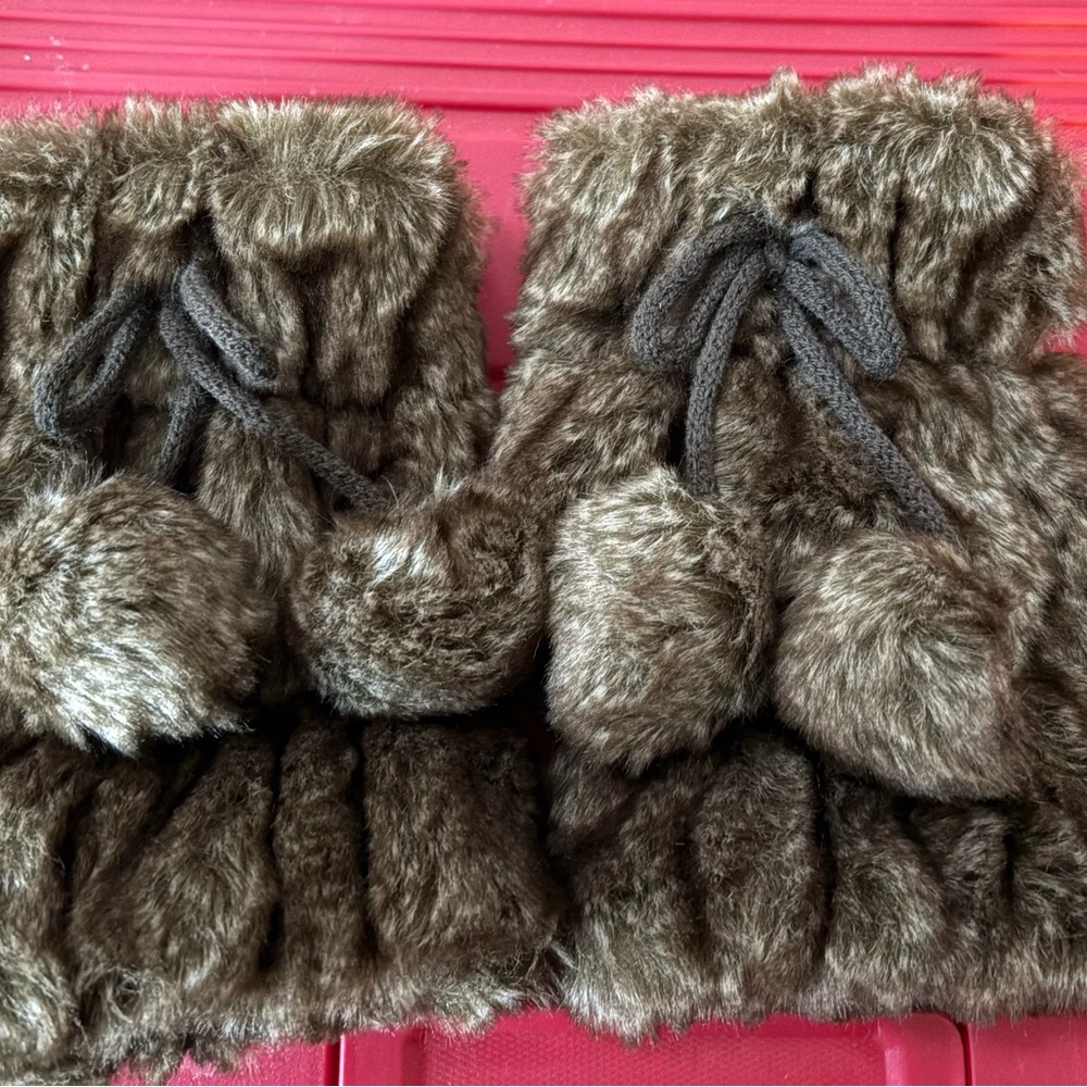 Lands' End Kids' Faux Fur Boot Covers - Brown NWT